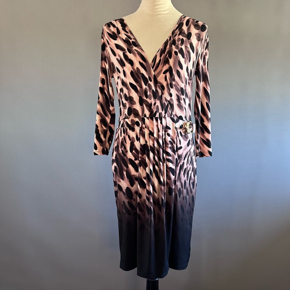 Jennifer Lopez Animal Leopard Print Ombre Snake Wrap Dress - Picture 2 of 15